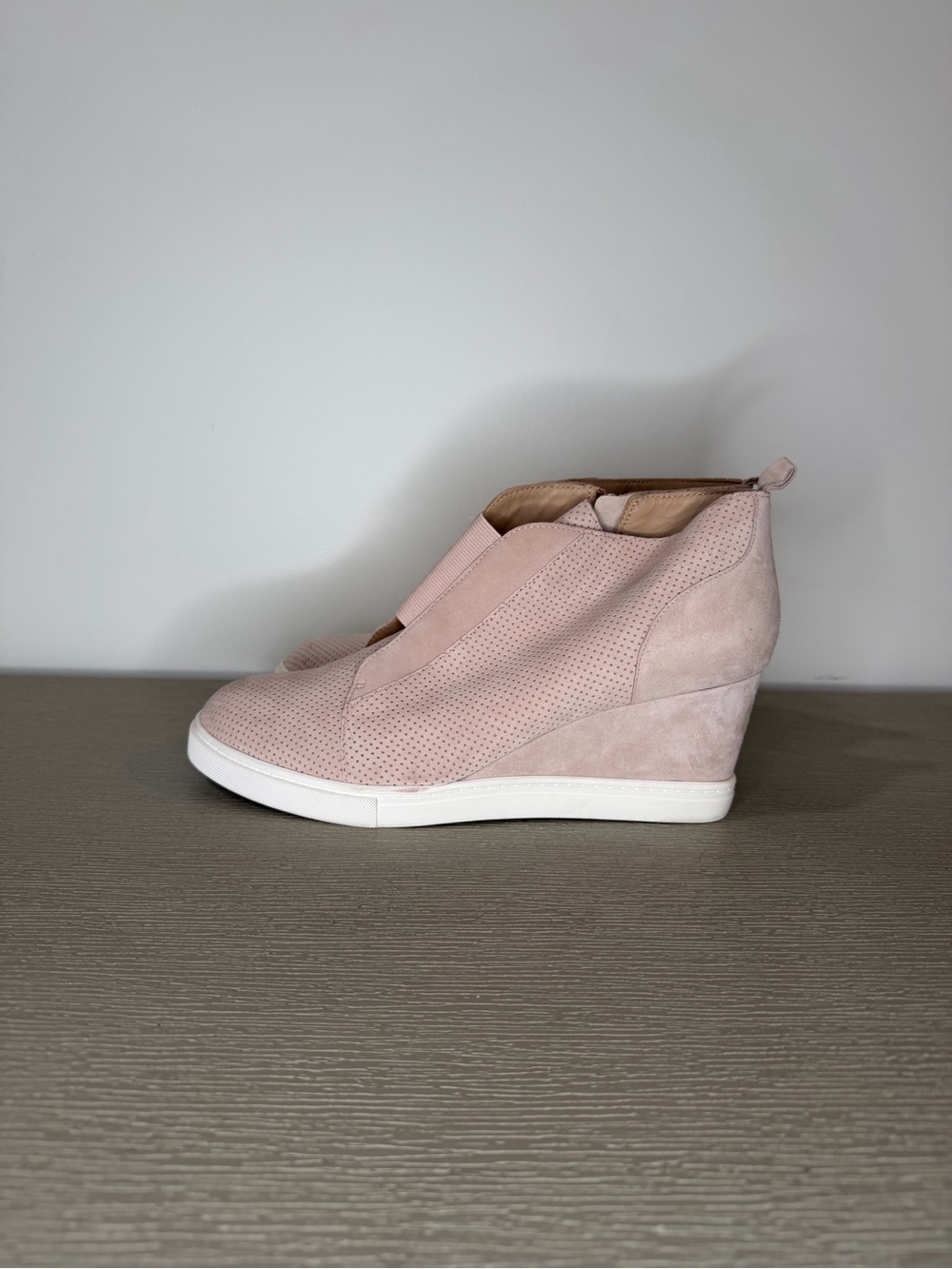 Paolo Blush Pink Perforated Wedge Sneaker